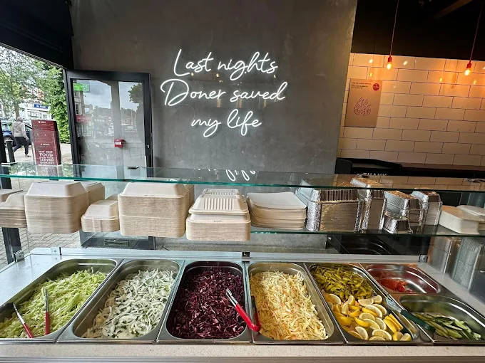 Kebab Centre interior with signature neon sign