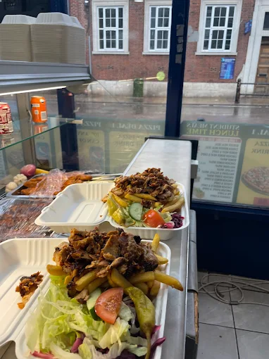 Inside Kebab Centre — the service counter and kitchen