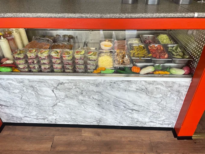 Freshly prepped salad and topping bar