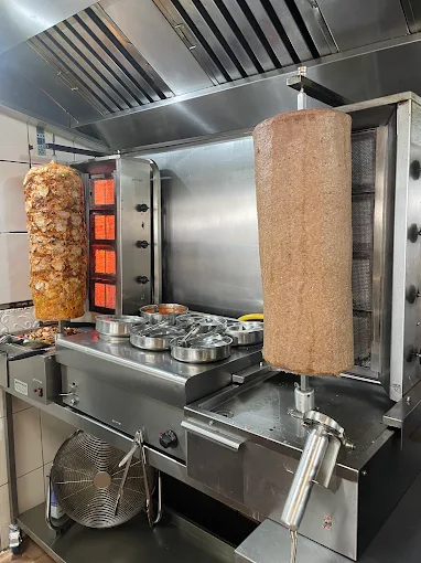 Shawarma grills — chicken and doner rotating